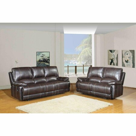 Homeroots 76 x 40 x 41 in. Modern Brown Leather Sofa & Loveseat 343890